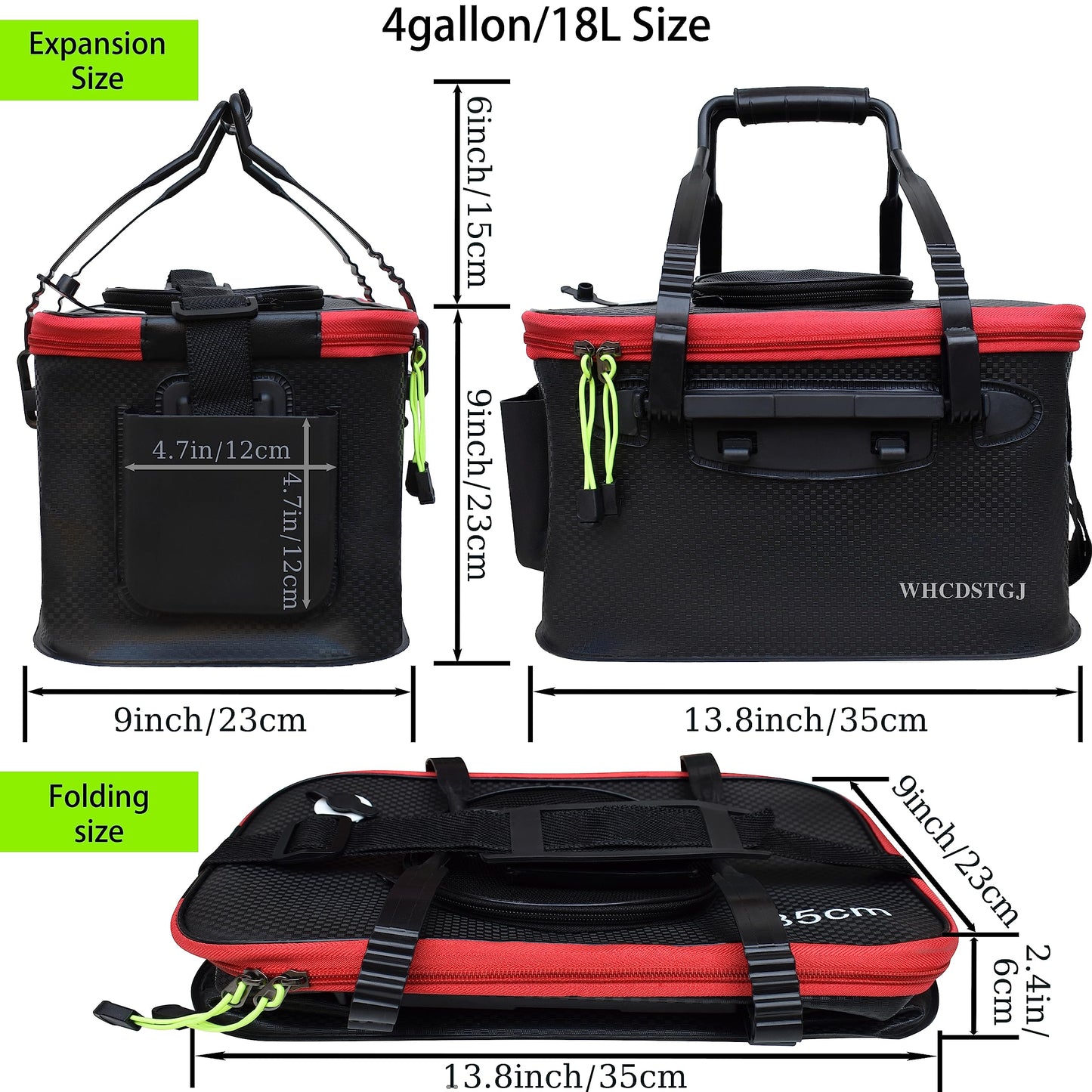 WHCDSTGJ Fishing Bucket, Multifunctional Foldable Portable Fishing Bucket, EVA Fish Bucket are Suitable for Storing Live Fish and Fresh Fish Bait. (size3gallon)