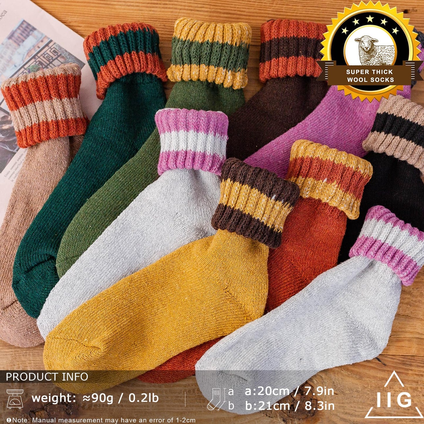 IIG 5 Pairs Womens Cute Fashion Knit Wool Socks Thick Warm Winter Crew Socks Gifts for Women (Super thick 03-5 pairs)