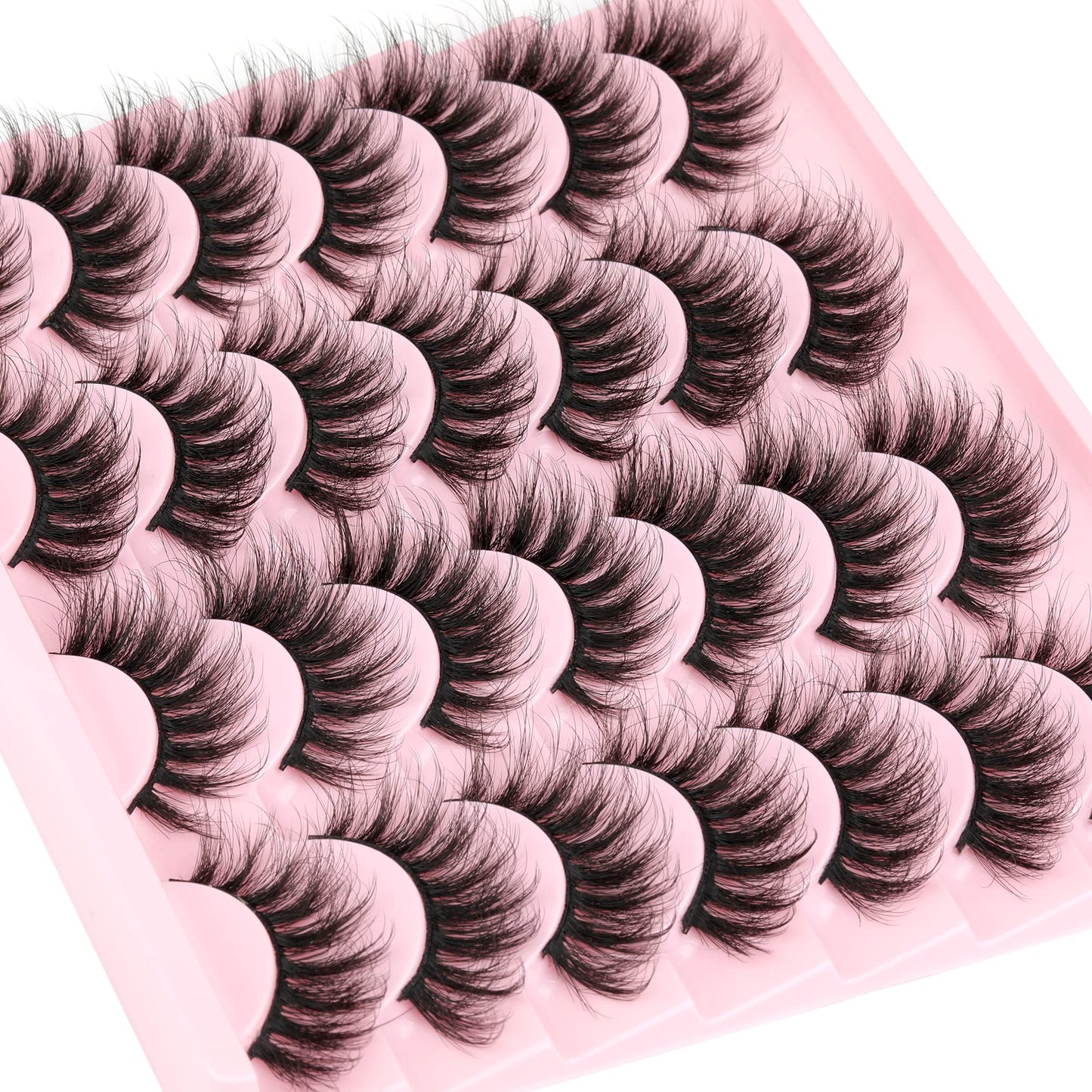 Natural False Eyelashes Wispy Mink Lashes Fluffy 16mm Cat Eye Lashes Natural Look Eye lash Like Extensions 5D Volume Strip Fake Eyelashes Pack by TNFVLONEINS