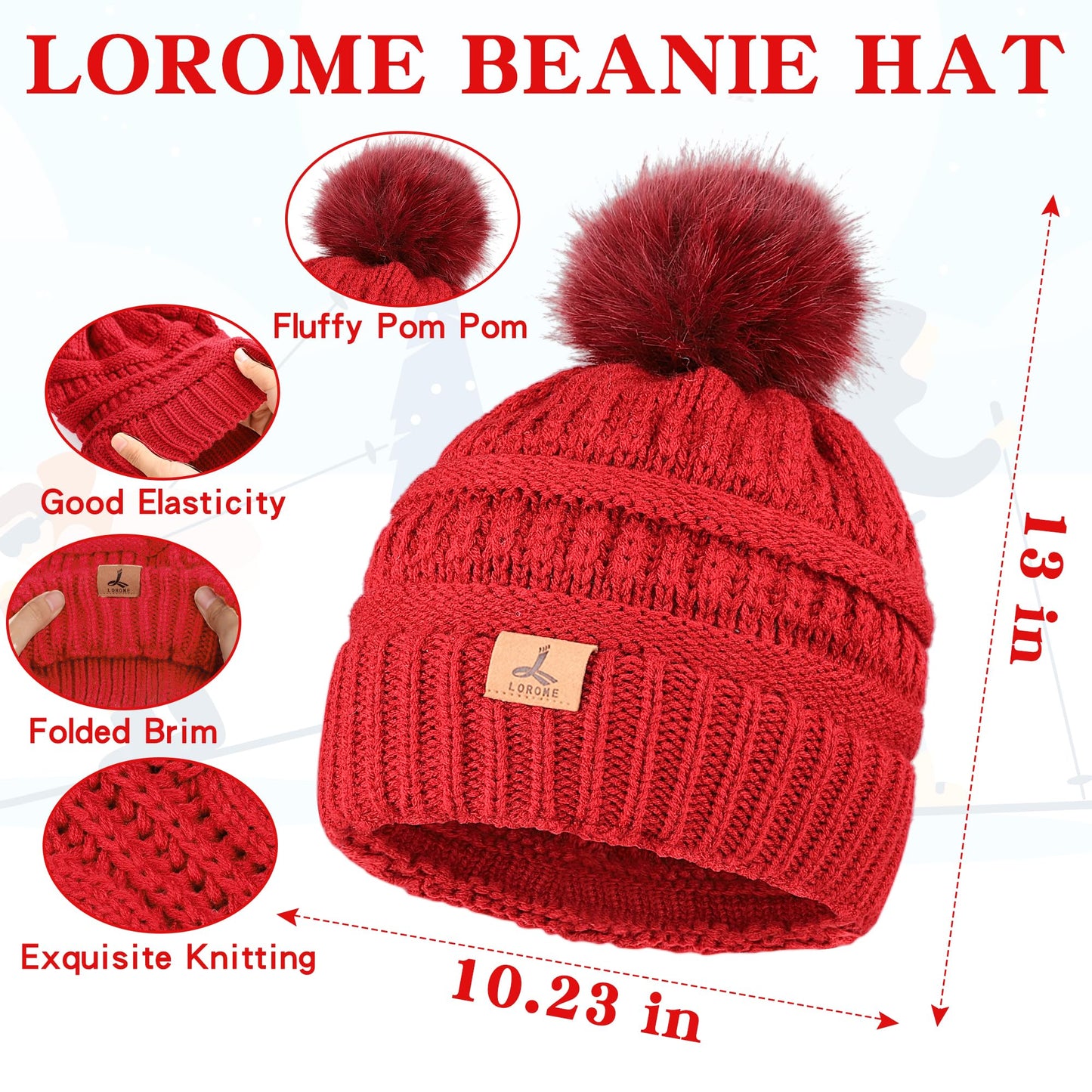 Winter Hat Scarf Gloves and Face Mask, Warm Knit Beanie Pompom Hat Touchscreen Gloves Set Gifts Circle Scarves for Women…