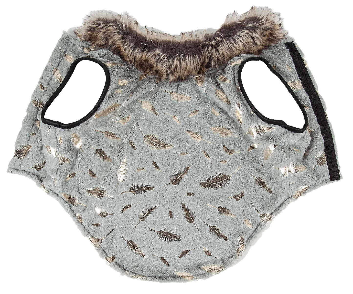 Pet Life ® Luxe 'Gold-Wagger' Gold-Leaf Patterned Mink Fur Dog Coat - Dog Jacket with Hook-and-Loop Belly enclosures - Winter Dog Coats for Small Medium Large Dog Clothes