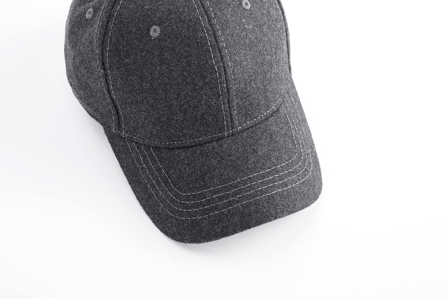 Woolen Baseball Cap Hat Soft-Structured Winter Ball Cap Adjustable Warm Hat Winter Cold Resistant Hat (Dark Grey)