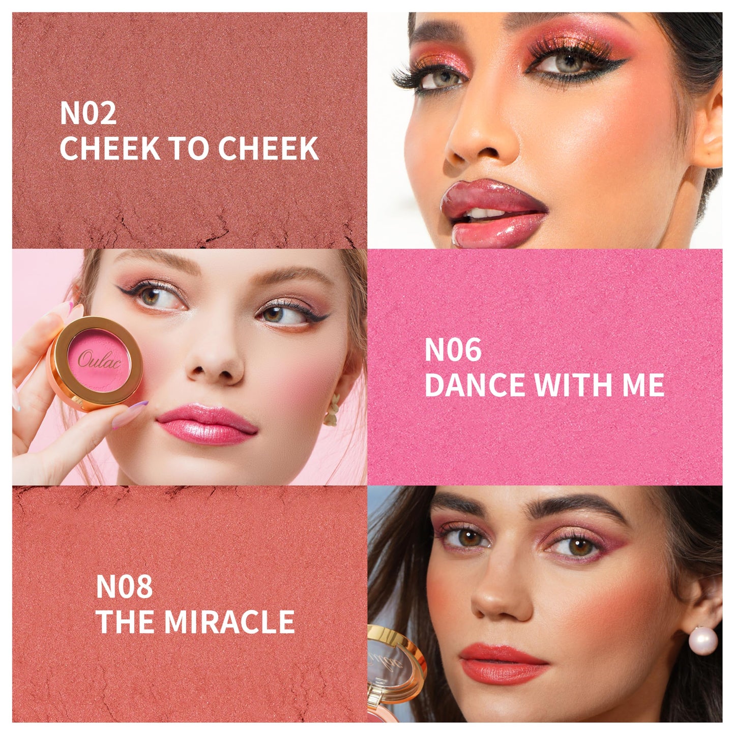 Oulac Plummy Brown Blush Makeup Powder| Rich Color Cream Blush Blendable| Natural Matte Tan Skin| Vegan &Cruelty-Free | 02 Cheek to Cheek 4.8g