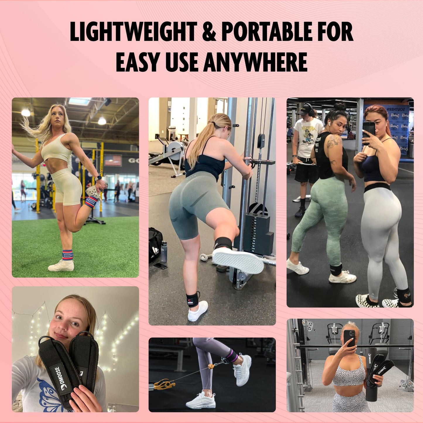 DMoose ankle straps for working out - One Size Fit with Premium Padding, ankle cable straps, leg kickback ankle strap, Booty Workouts, Leg Extension, Hip Abductors
