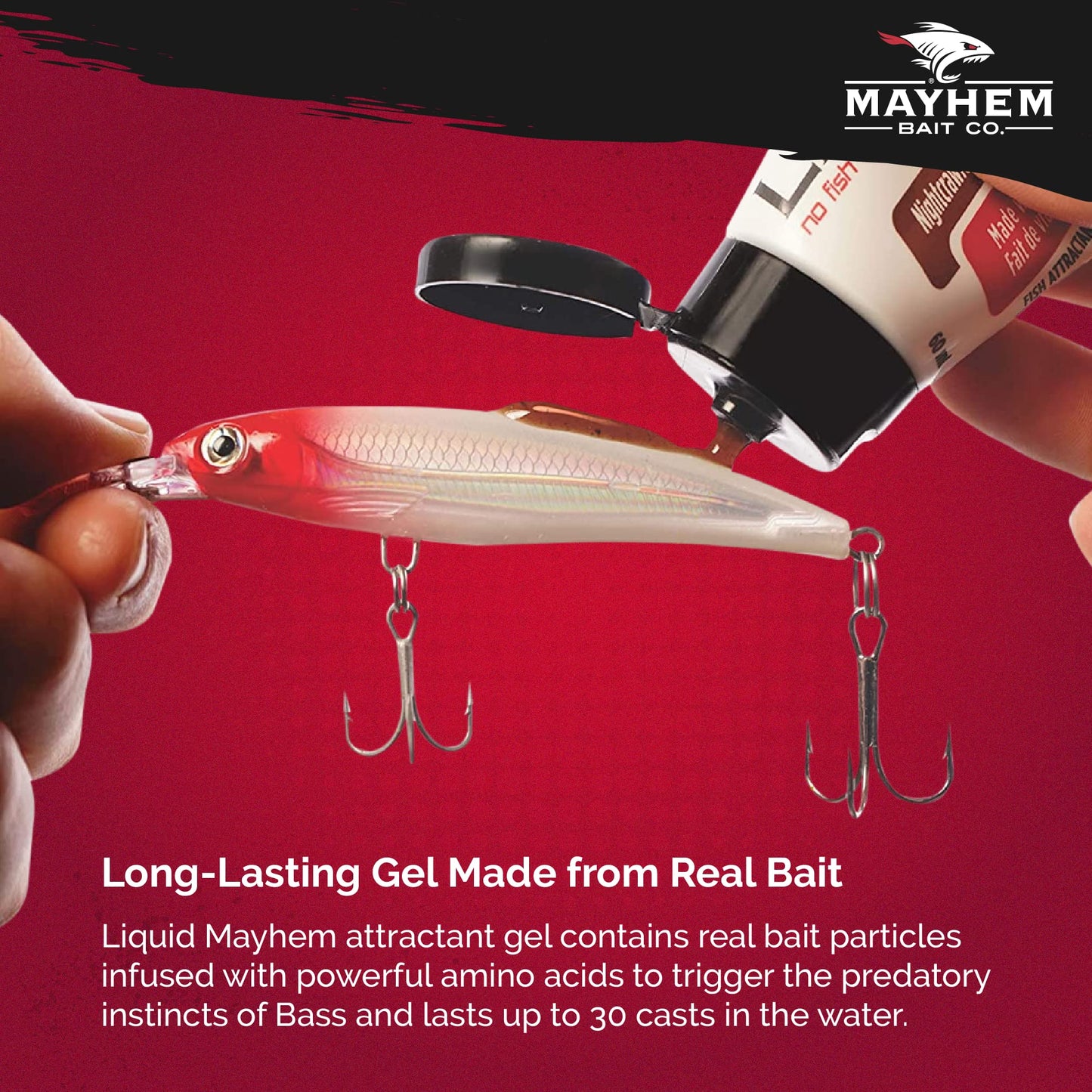Liquid Mayhem Squid Scent Saltwater Series Fish Attractant Scent Gel Made with Real Bait Particles - Fish Bite and Hold On Longer - Apply to Lures, Jigs, Flashers, Plastics, Plugs