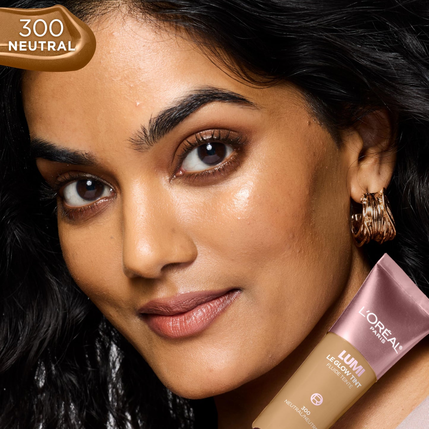 L’Oréal Paris Lumi Le Glow Skin Tint, Lightweight Water-Based Tinted Serum with Foundation-Like Coverage, Glow Illuminator, Neutral 300, 0.85 Fl Oz