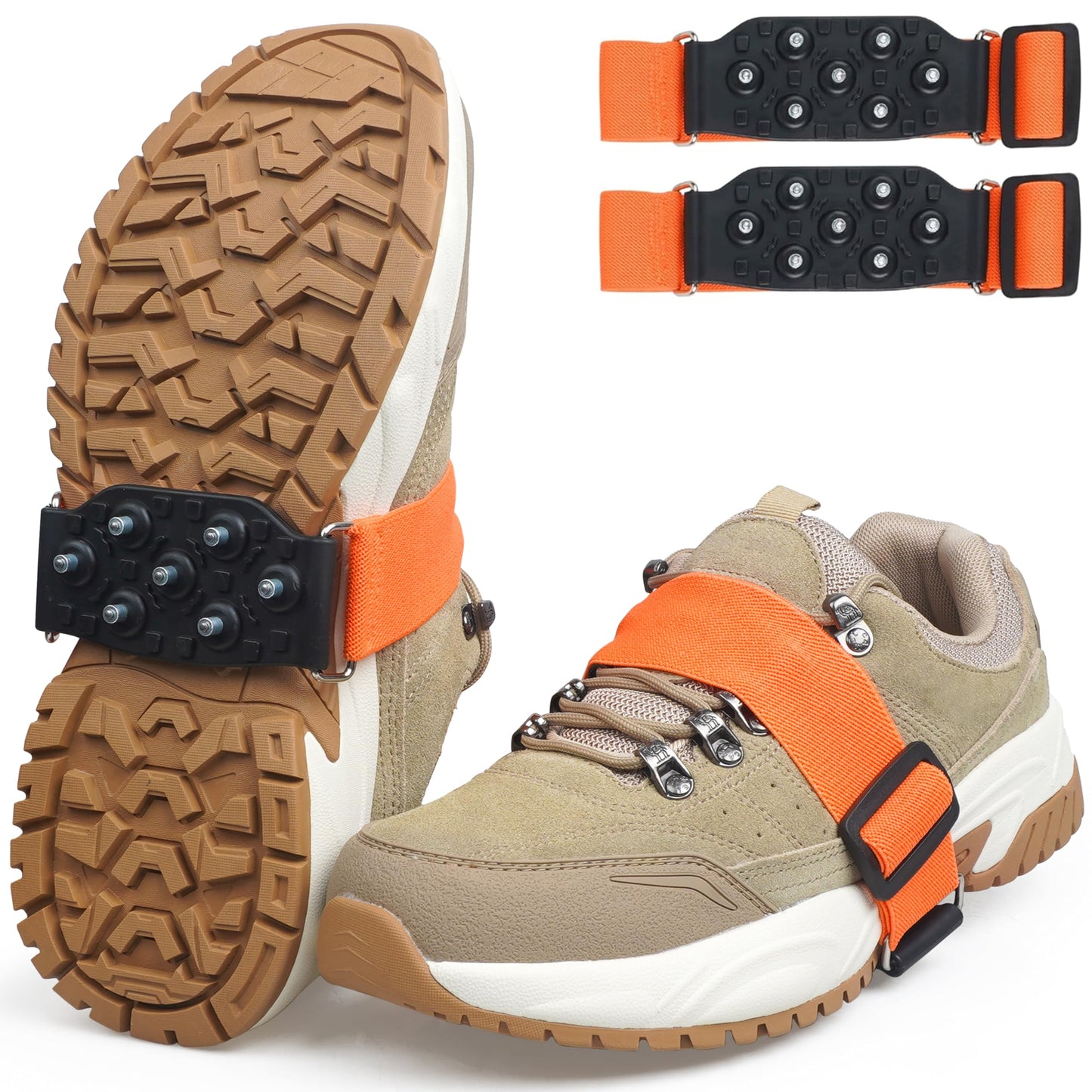 Ice Cleats Mid-Sole Snow Traction Cleats Crampons for Shoes and Boots Easily Rotate Non Slip Ice Grippers Shoes Boots Cleats for Winter Walking on Snow Ice Men Women