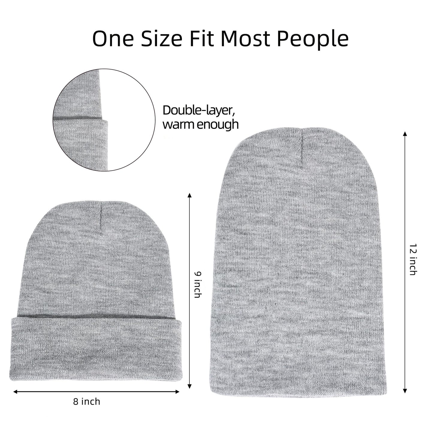 Gelante Unisex Beanie Cap Knitted Warm Solid Color and Multi-Color Multi-Packs (3 Pack: Solid Black)