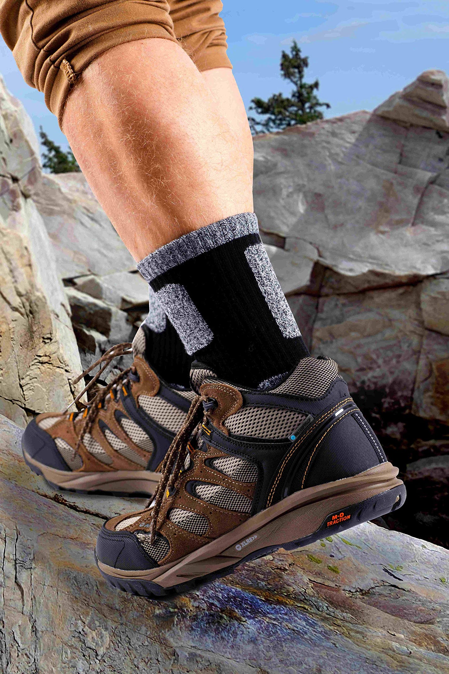 dimok Warm Socks for Men Hockey Hiking Athletic Moisture Wicking Trekking Sports Crew Winter Sock Mens Women Boys (Medium, Grey)