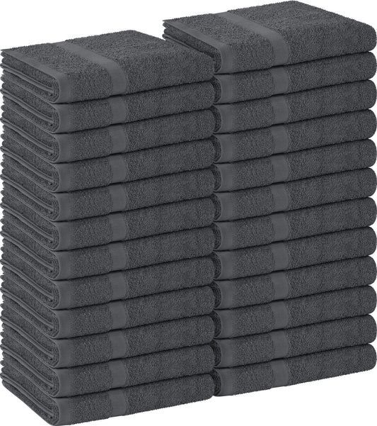 Utopia Towels, Salon Towel, Pack of 24, Not Bleach Proof, 16 by 27 Inches, Highly Absorbent Cotton Towels for Hand, Gym, Beauty, Spa, and Home Hair Care, Grey