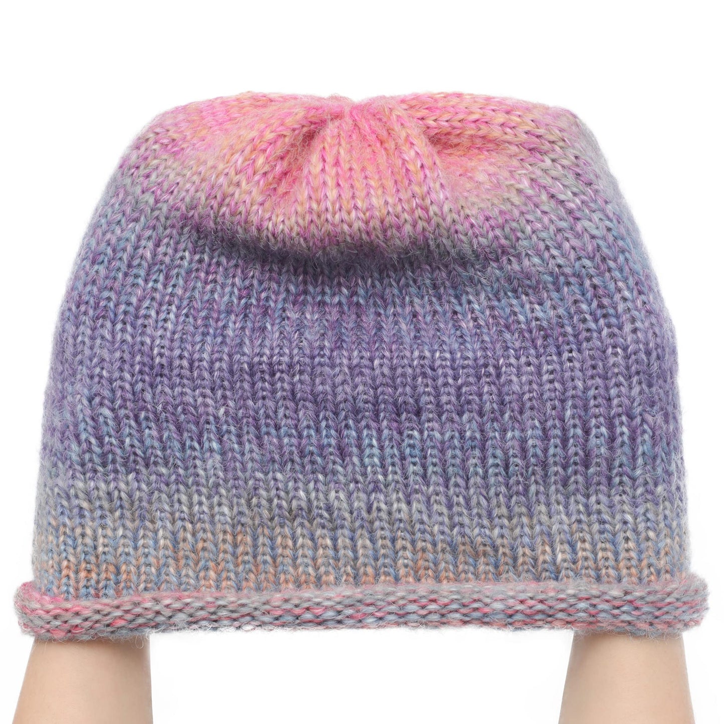 ZLYC Women Knit Slouchy Beanie Hats Soft Winter Stretch Skull Cap (Gradient Purple)
