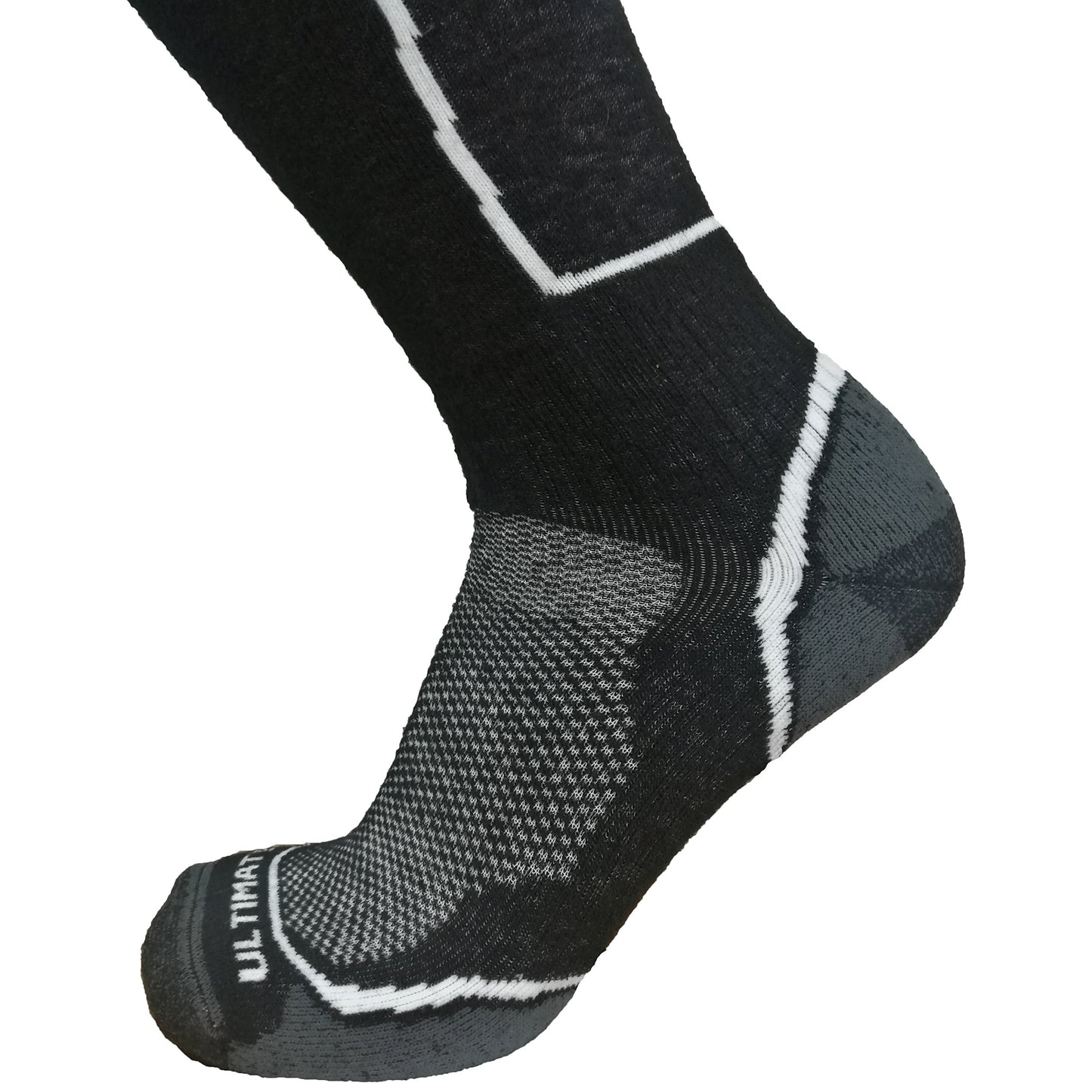 Ultimate Socks Mens Midweight Merino Wool Ski Snowboard Warm Socks Black Large 9-11.5