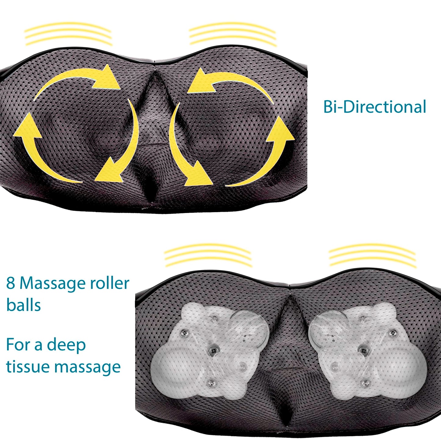 InvoSpa Shiatsu Massager with Heat - Deep Tissue Kneading Pillow for Neck, Shoulders, and Back - Electric Full Body Massage