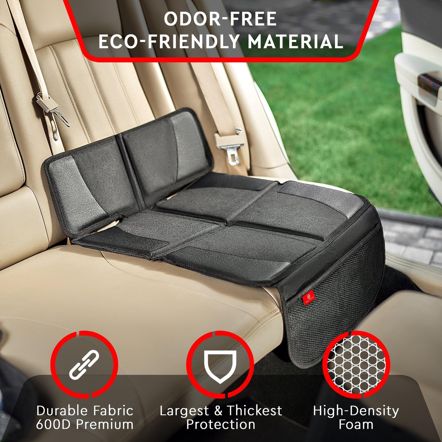 Helteko Carseat Protector with Thickest Padding, 2 Pack Auto Seat Pad from Waterproof & Stain Resistant for Child Baby , Kick Mat Material for Leather and Fabric Seat
