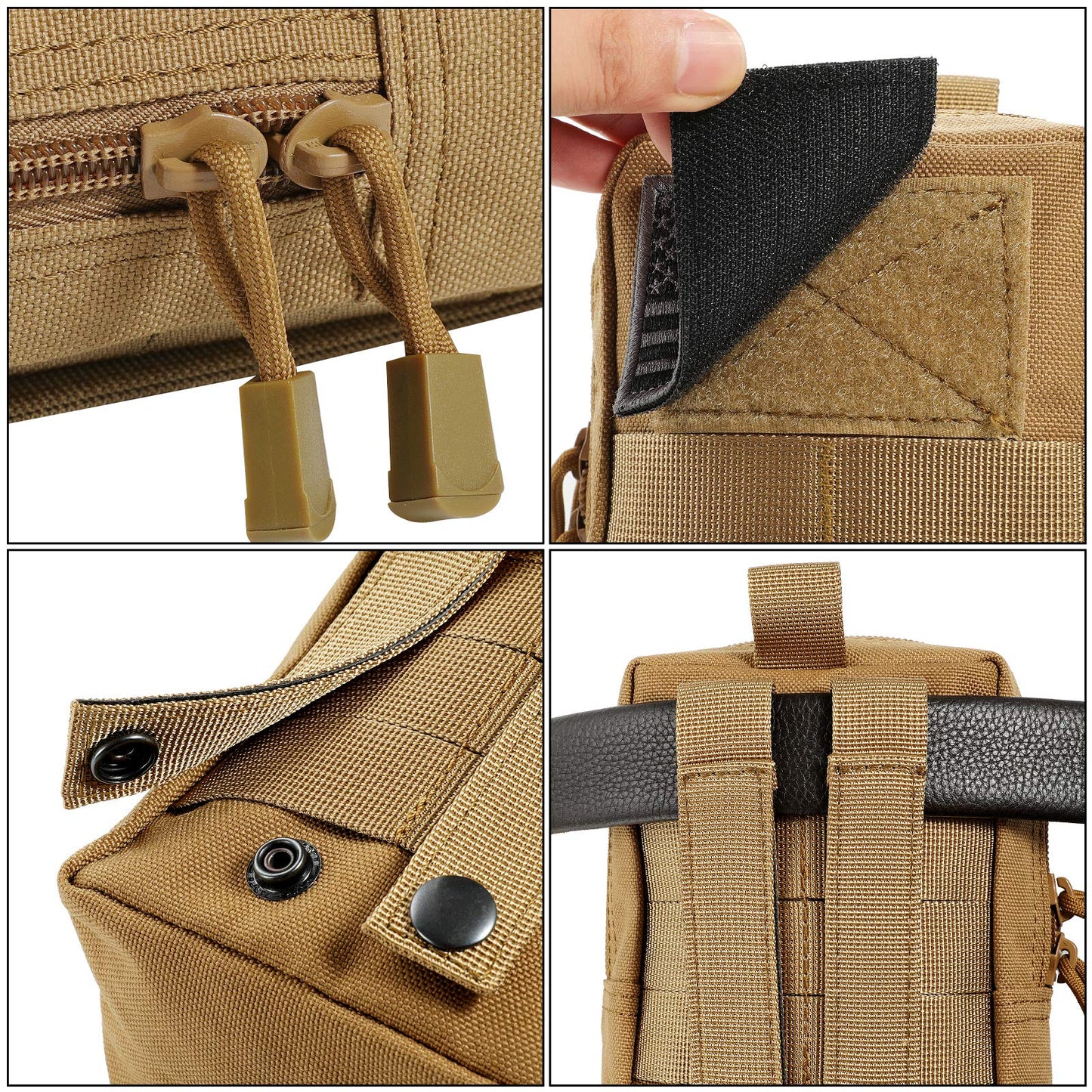 FRTKK 2 Pack Molle Pouches - Tactical Compact Water-Resistant EDC Pouch Small Utility Pouch Bags (Patch Included) (2 Pack-ACU)