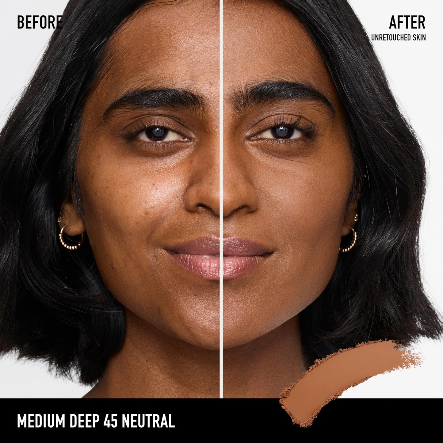 bareMinerals Barepro 24HR Skin-Perfecting Powder Foundation, Matte Pressed Powder Foundation Full Coverage with Plant-Based Squalene, Oil Control, Vegan - Medium Deep 45 Neutral