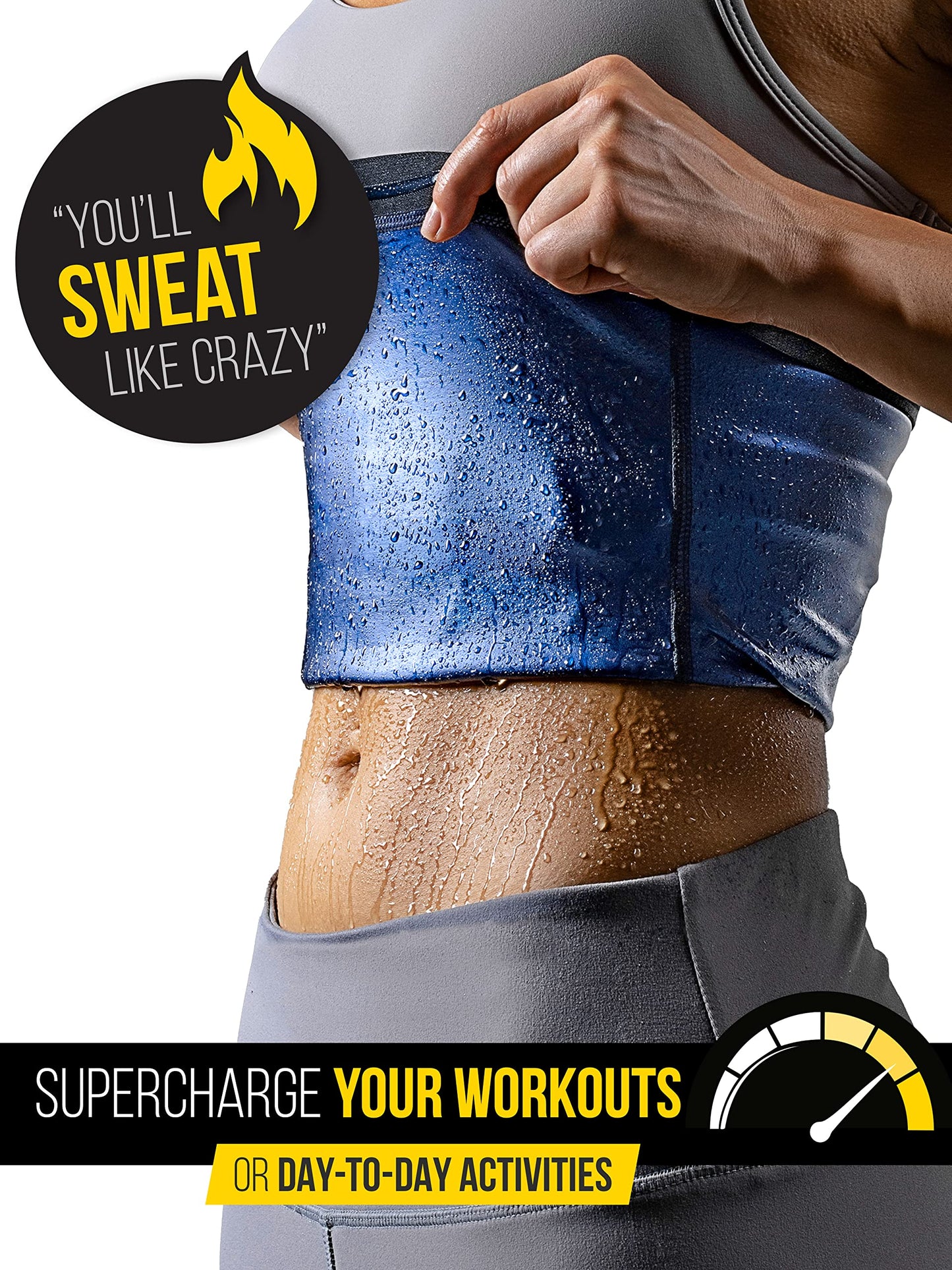 Sweat Spark Waist Trainers for Women Belly Fat (Black, XS) - Sweat More, Shape Your Back & Abdomen, Wear During Workout