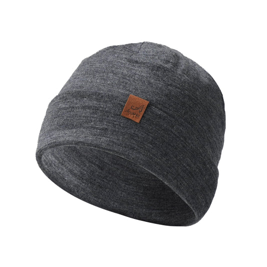 ACUSHLA 100% Merino Wool Cuff Beanie for Men & Women Knitted Winter Hat Unisex Watch Cap Skull Wrap for Cold Weather, Dark Grey
