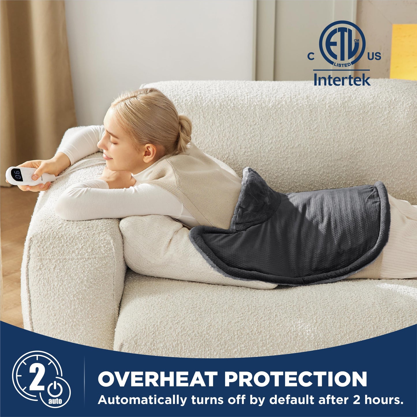 Bedsure Heating Pad for Neck and Shoulders Pain Relief - Birthday Gifts for Women Men Mom Mens, FSA HSA Eligible, Heated Pad 2.2lbs, Large Heated Wrap, 24" x 22", Grey