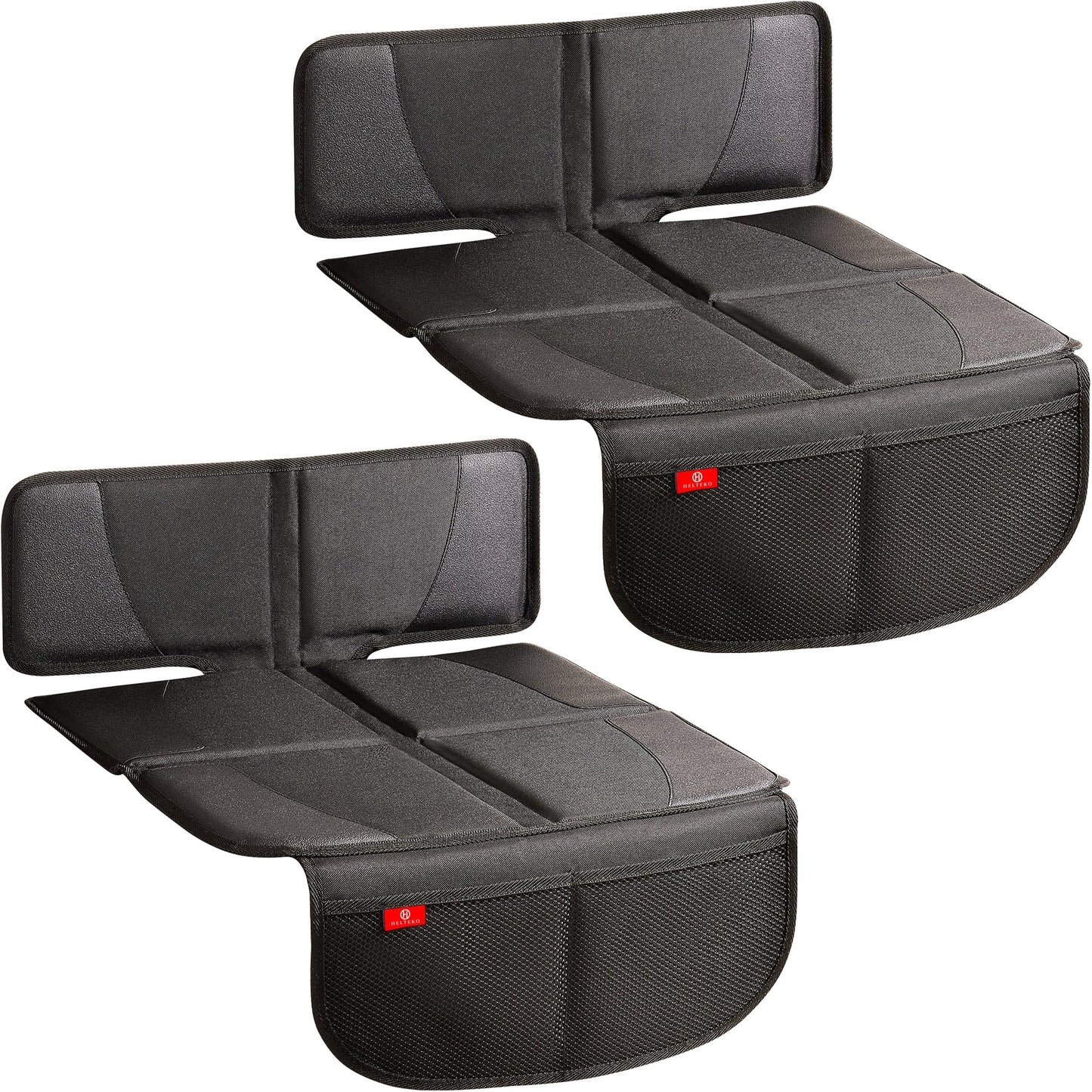 Helteko Carseat Protector with Thickest Padding, 2 Pack Auto Seat Pad from Waterproof & Stain Resistant for Child Baby , Kick Mat Material for Leather and Fabric Seat