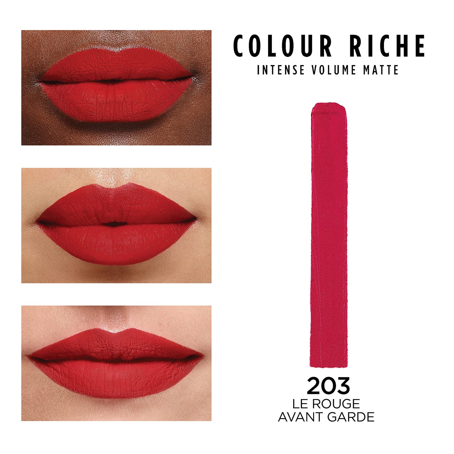 L'Oreal Paris Colour Riche Intense Volume Matte Lipstick, Lip Color Infused with Hyaluronic Acid for up to 16hr All Day Comfort, Le Rouge Avant-Garde, 0.06 oz
