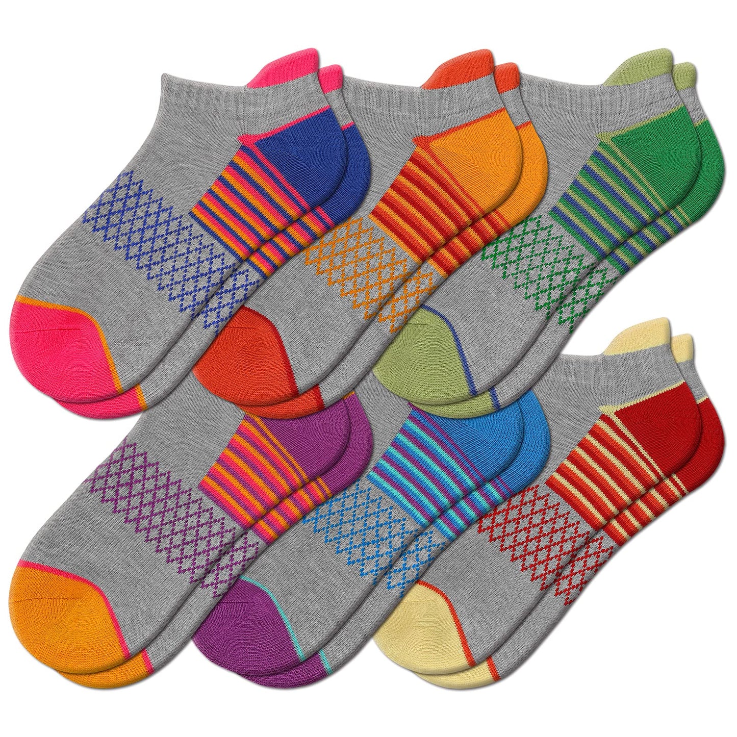 eallco Womens Ankle Socks Athletic Running Socks Sport Cushioned Socks With Tab 6 Pairs