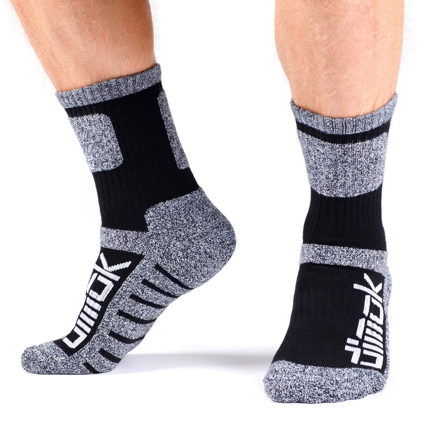 dimok Warm Socks for Men Hockey Hiking Athletic Moisture Wicking Trekking Sports Crew Winter Sock Mens Women Boys (Medium, Grey)