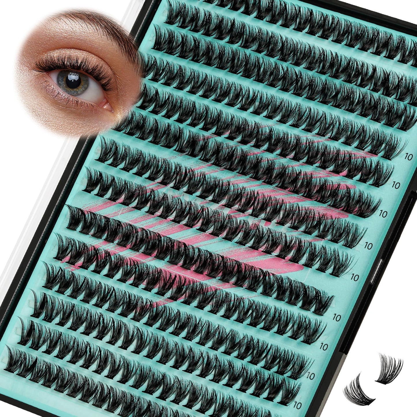 Lash Clusters Wispy 280PCS Eyelash Extension 50D Cluster Lashes Individual Lashes DIY Lash Extension Natural Look Cluster Eyelash Extensions Soft False Eyelashes at Home for Beginners(10mm)