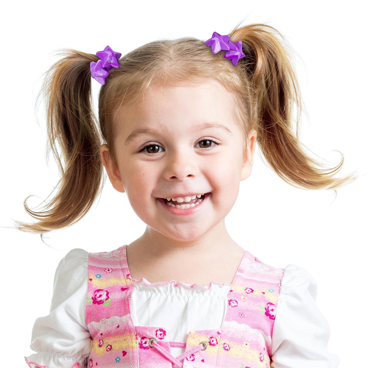 Expressions 24pc Ponytail Balls Hair Elastics,Star-Shaped Multicolored Twin Hair Beads, Value Pack