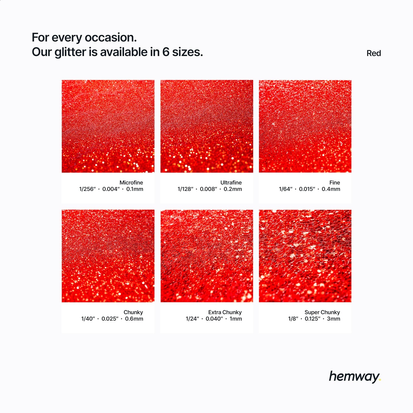 Hemway Premium Ultra Sparkle Glitter Multi-Purpose Metallic Flake for Nail Art, Cosmetic Graded, Makeup, Festival and Hair 100g / 3.5oz - Ultrafine (1/128 0.008 0.2mm) - Red