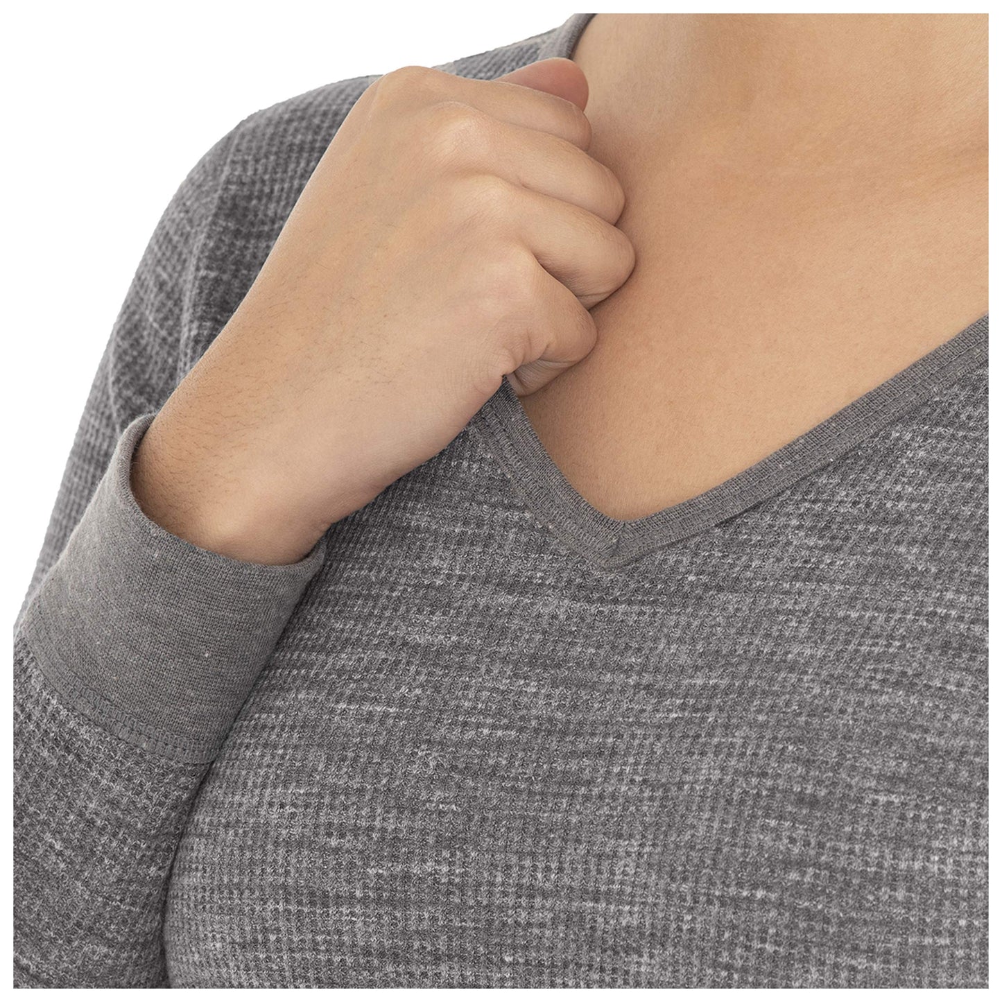 Fruit of the Loom womens Micro Waffle Thermal V-neck Pajama Top, Smoke Heather, X-Large US