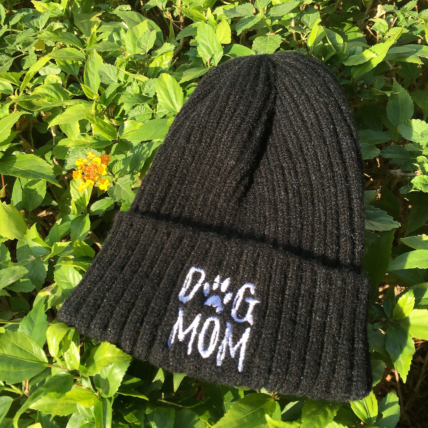 Waldeal Women's Cute Dog Mom Beanie Hat Winter Knit Cap Pets Lovers Gift Black