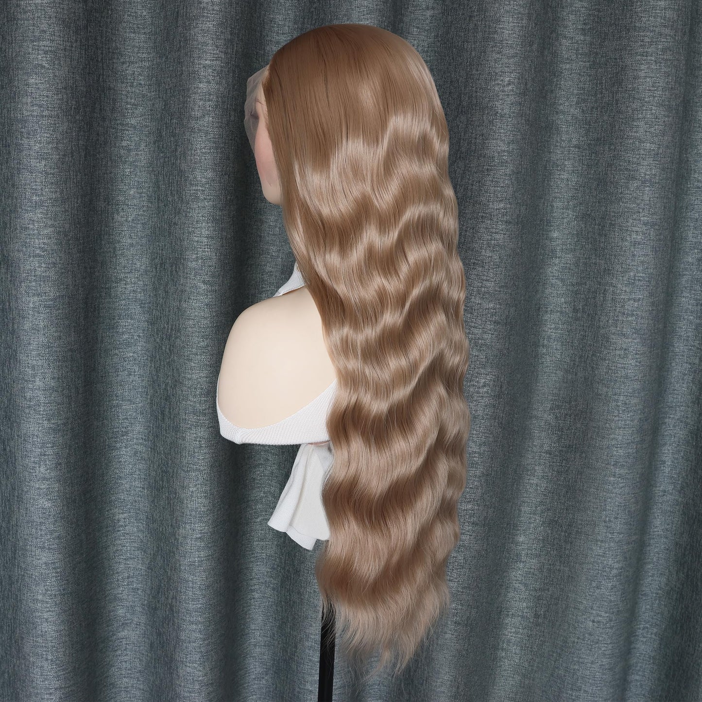 WXHWCX Long Wavy Blonde #103 Hair Synthetic Lace Front Wigs for Women Loose Wavy Free Part Glueless Lace Wigs Blonde Heat Resistant Fiber Natural Hairline Water Wave Wig Cosplay Daily Party Wigs