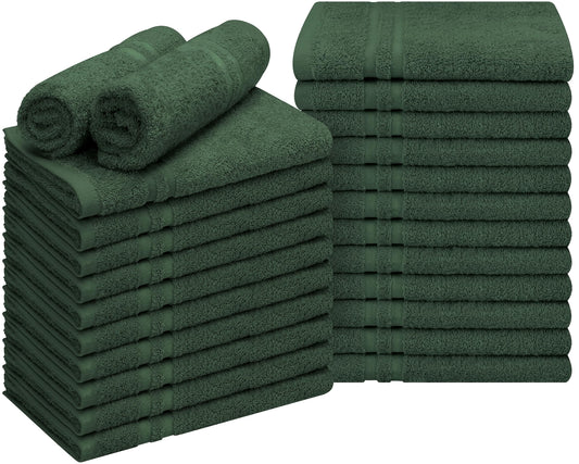 Utopia Towels Cotton Bleach Proof Salon Towel 16 by 27 inches, Bleach Safe Gym 100% Cotton Hand Towel, 24 Pack, Forest Green
