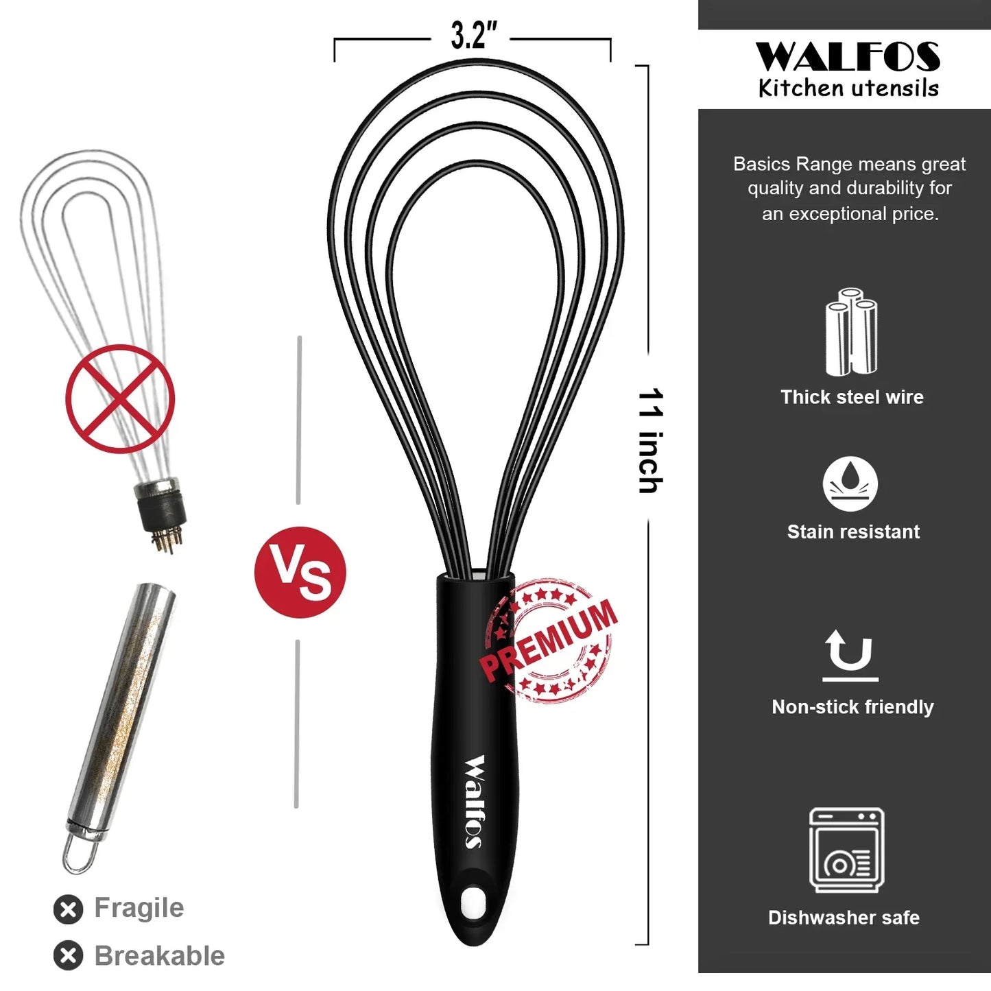 WALFOS Silicone Balloon Whisk