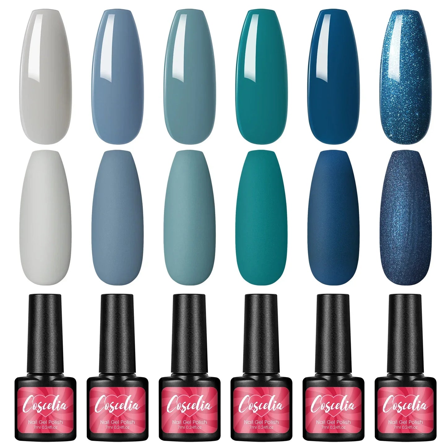 COSCELIA 6Pcs Glitter Gel Nail Set
