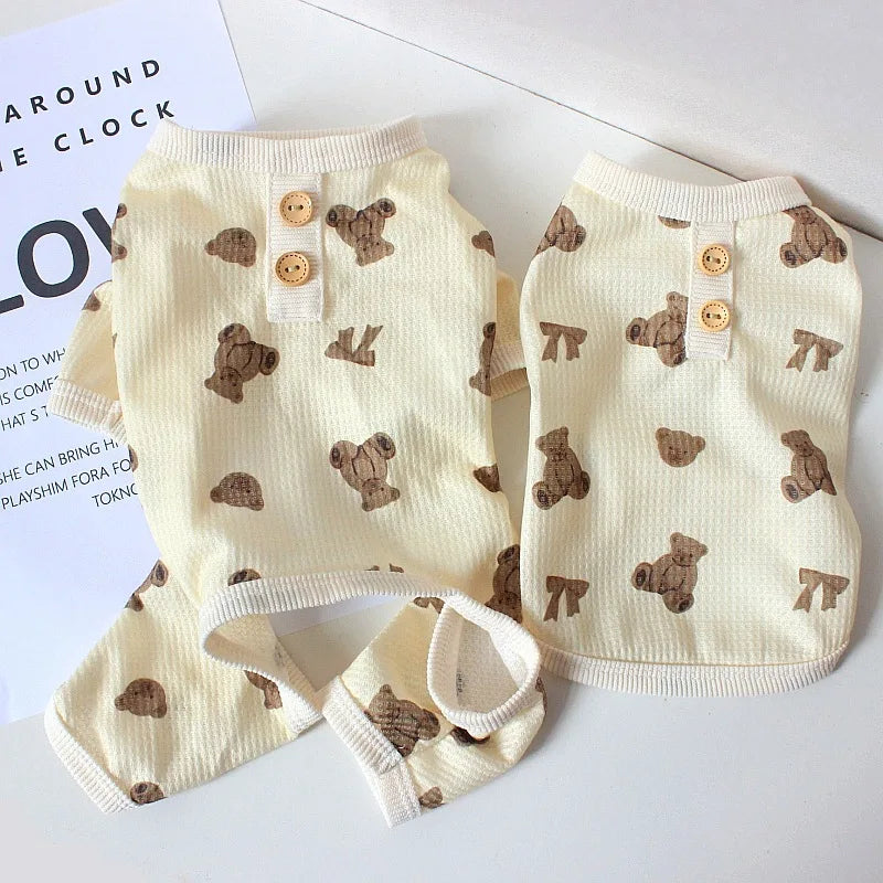 Bear Vest Dog Jumpsuit Outfit