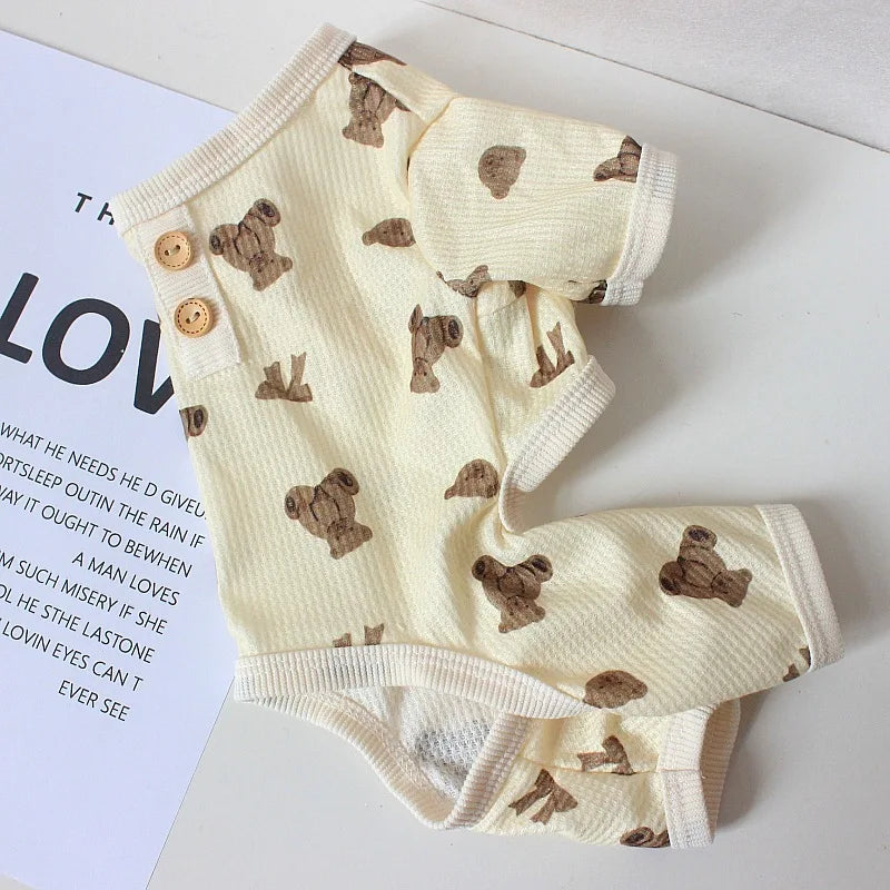 Bear Vest Dog Jumpsuit Outfit