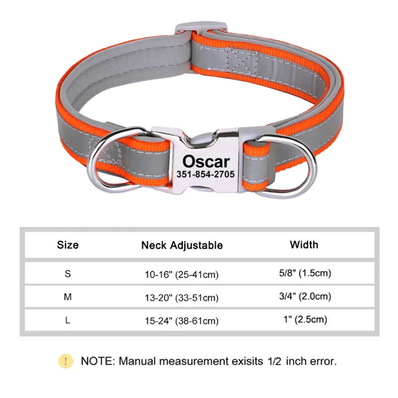 Reflective Personalized Nylon Dog Collar