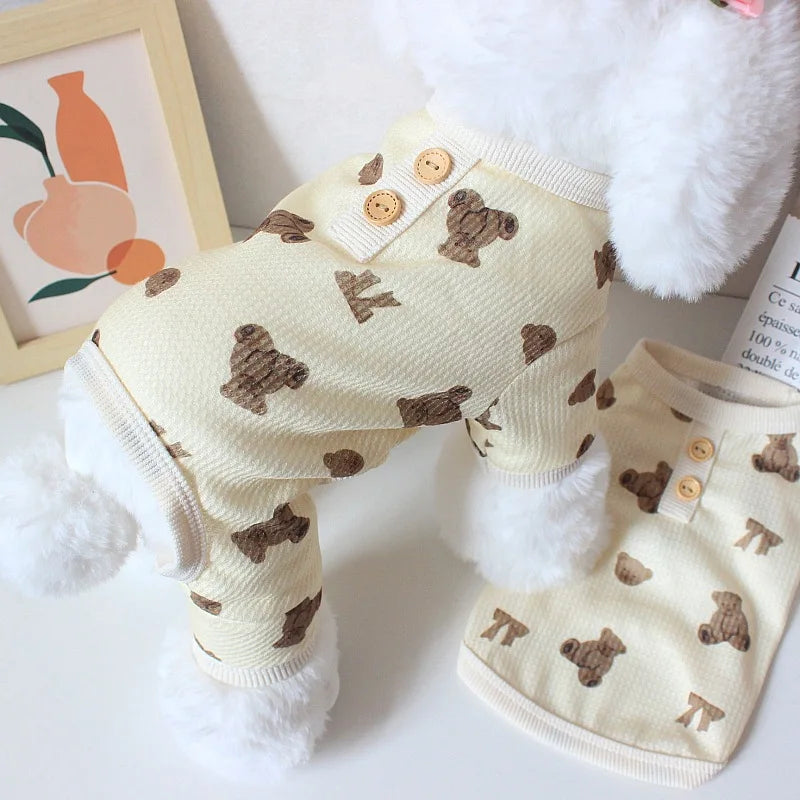 Bear Vest Dog Jumpsuit Outfit