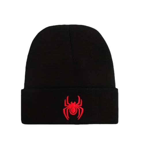 OMLAMP Y2k Beanie Hat for Women Men Knitted Spider Graphic Beanies Hats Caps Warm Casual Skullies Winter Beanie (Black,One Size)