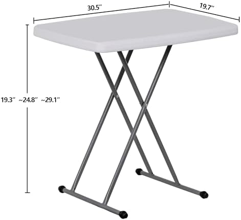 SUPER DEAL 2.5 Foot Plastic Folding Table, Indoor Outdoor Portable Heavy Duty Adjustable Height Kitchen or Camping Barbecues Picnic Party Table, White