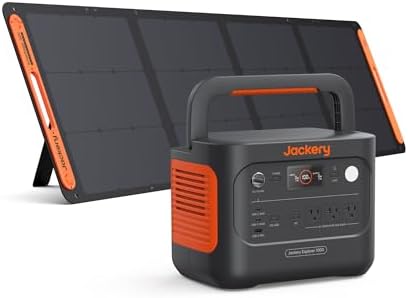 Jackery Solar Generator 1000 v2 with 200W Solar Panel,1070Wh Portable Power Station LiFePO4 Battery,1500W AC/100W USB-C Output, 1Hr Fast Charge for Outdoor,Off-Grid Living,RV,Emergency