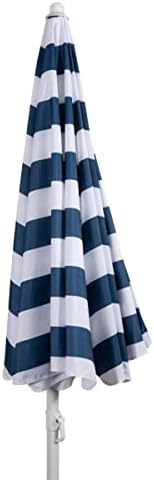 PICNIC TIME 5.5 Ft Outdoor Canopy Sunshade Beach Umbrella, Beach Chair and Small Patio Umbrella, (Blue & White Stripe)