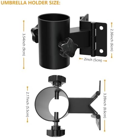 Stainless Steel Umbrella Deck Mount, Heavy Duty Patio Umbrella Holder, (Fits Umbrellas up to 2"), Patio Umbrella Base, Can be Mounted on a Flat Surface or at Right Angles to Save Space(1 Set, Black)