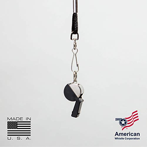 American Whistle Corporation American Classic Whistle - 126 db Solid Brass Whistle with Lanyards and Safe-T-Tip - Made in America (Black)