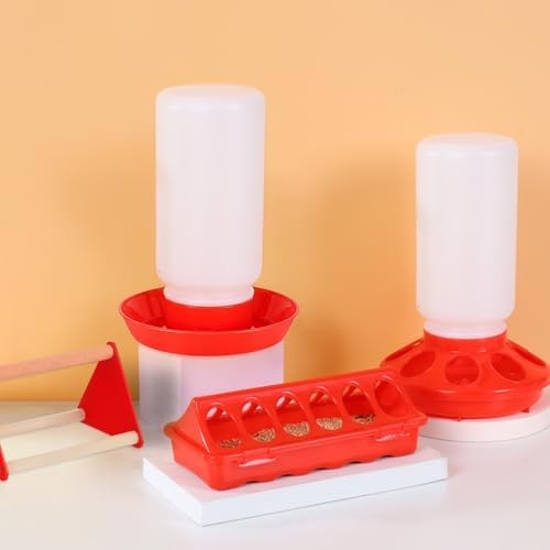TINSKY 5 Pack Chick Feeder and Waterer Set Plastic Baby Chicken Brooder Starter Kit with Chick Perch for Small Poultry Ducks Quail