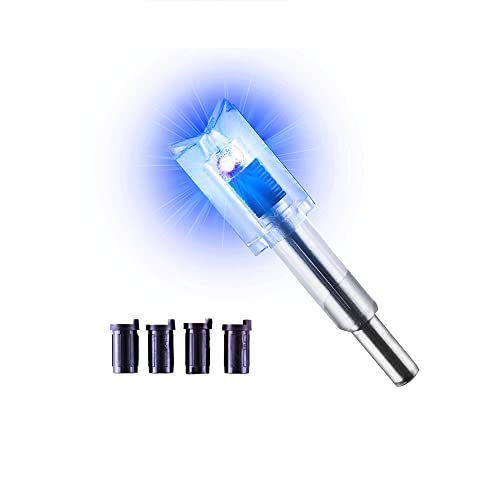 DEEPOWER Crossbow Lighted Nock with ON/Off Switch 4 Pack with .285”/.297”/.300”/.305” Bushings LED Nock Universal Fit for Bolts (Blue)
