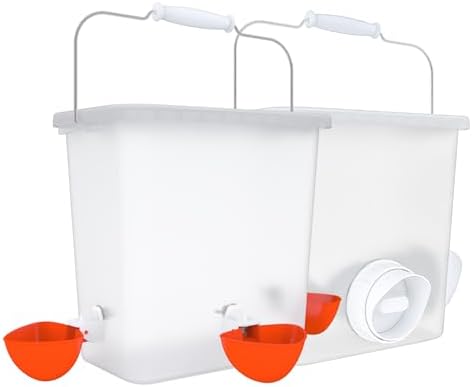 Large Automatic Chicken Feeder and Waterer Set Hanging Chicken Water Feeder Poultry Feed Bucket