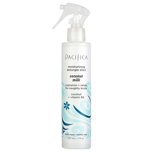 Pacifica Coconut Milk Hair Detangler Spray – Leave-In Conditioning Elixir for Tangle-Free Hair – Instantly Detangles Knots, Adds Shine & Moisture, Prevents Breakage & Frizz – Vegan & Cruelty-Free